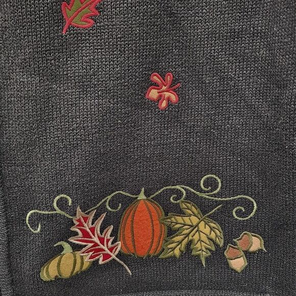 Breckenridge Women's Fall Leaves & Pumpkins Zip Up Vest Size XL - Picture 5 of 10
